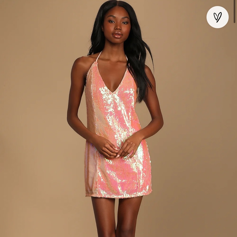 Peach Sequin Mini dress from Lulus size small